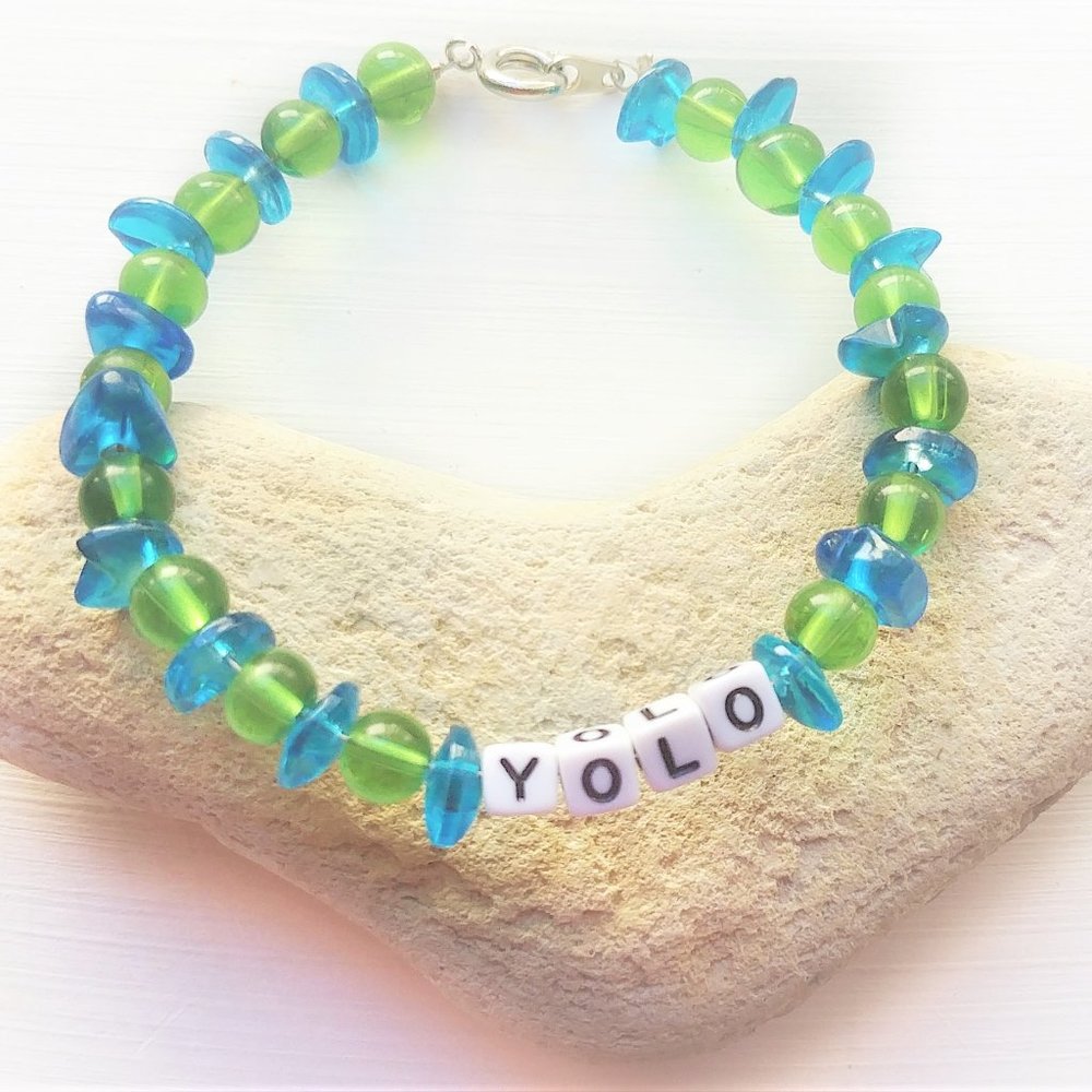VSCO Girl Inspired Beaded Bracelet - YOLO